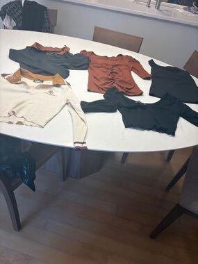 SHEIN Crop Top Set in Black, Rust, Cream, Charcoal